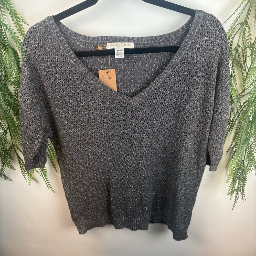 Love by design sweater. Silver / grey with sparkle . Size medium. 89% cotton
